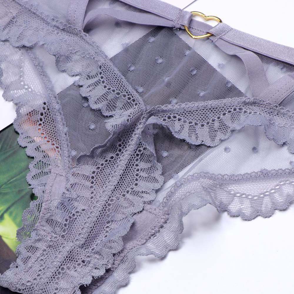 Quần lót cotton lưng thấp phối lưới rỗng thoáng khí màu trơn gợi cảm cho nữ