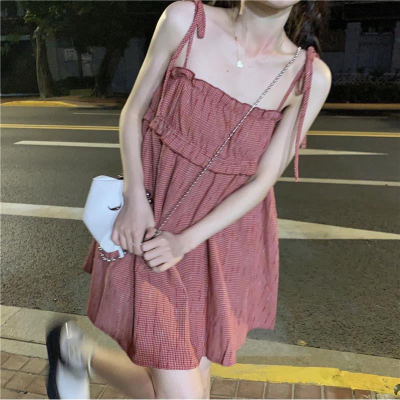Đầm Ngắn Hai Dây Họa Tiết Kẻ Sọc Phong Cách Hàn Quốc Thời Trang Mùa Hè Hàng Mới Dành Cho Bạn Nữ 2022