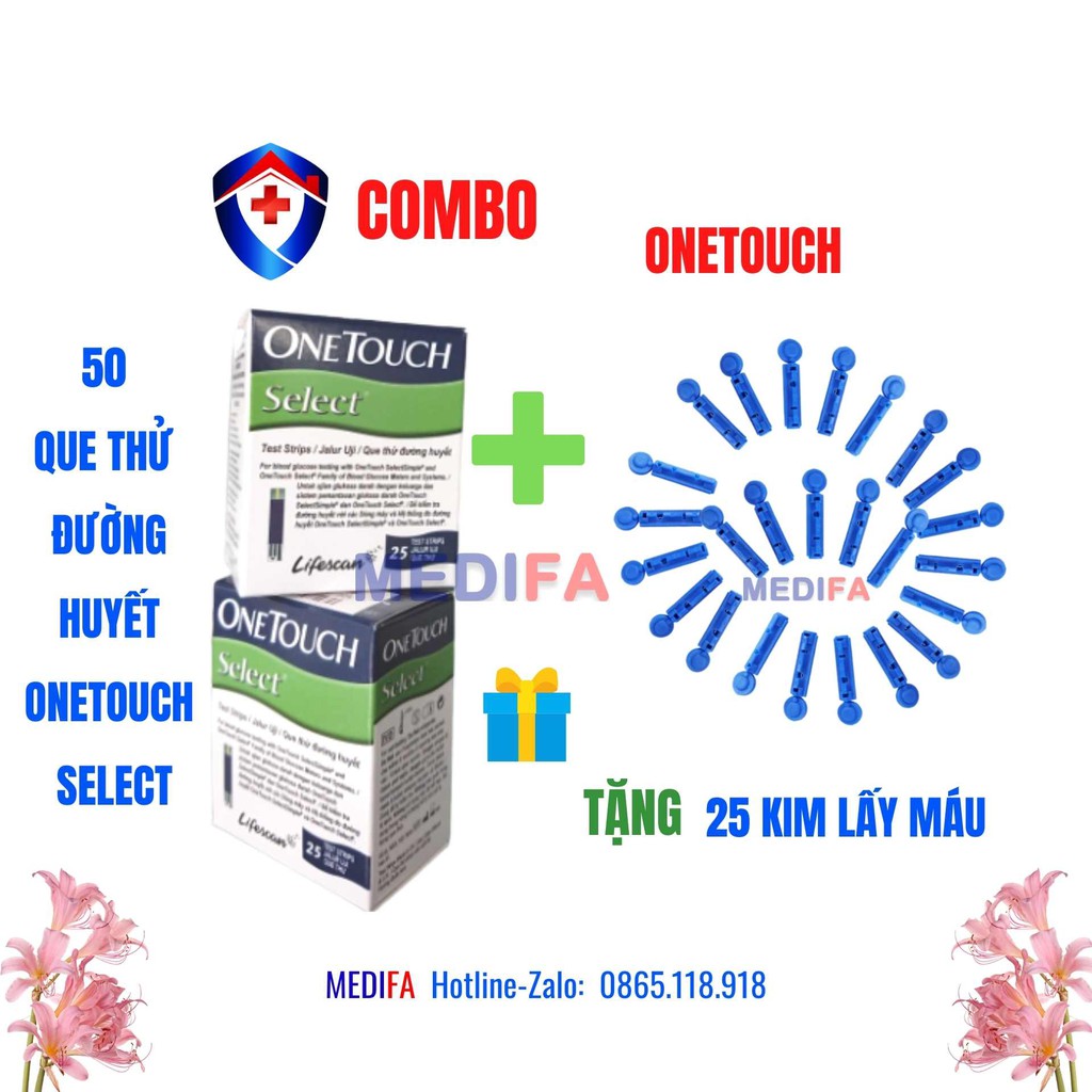 ✨TẶNG 25 KIM LẤY MÁU KHI MUA 50 QUE ĐƯỜNG HUYẾT ONE TOUCH SELECT ✨HÀNG CHÍNH HÃNG ✨ CHO KẾT QUẢ CHÍNH XÁC SAU 5 GIÂY