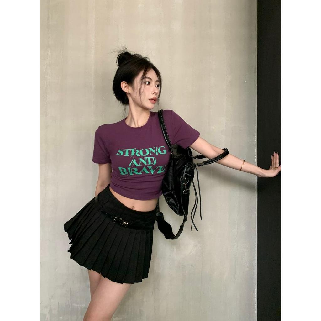 Áo Thun Tay Ngắn Cổ Tròn In Chữ Phong Cách Vintage