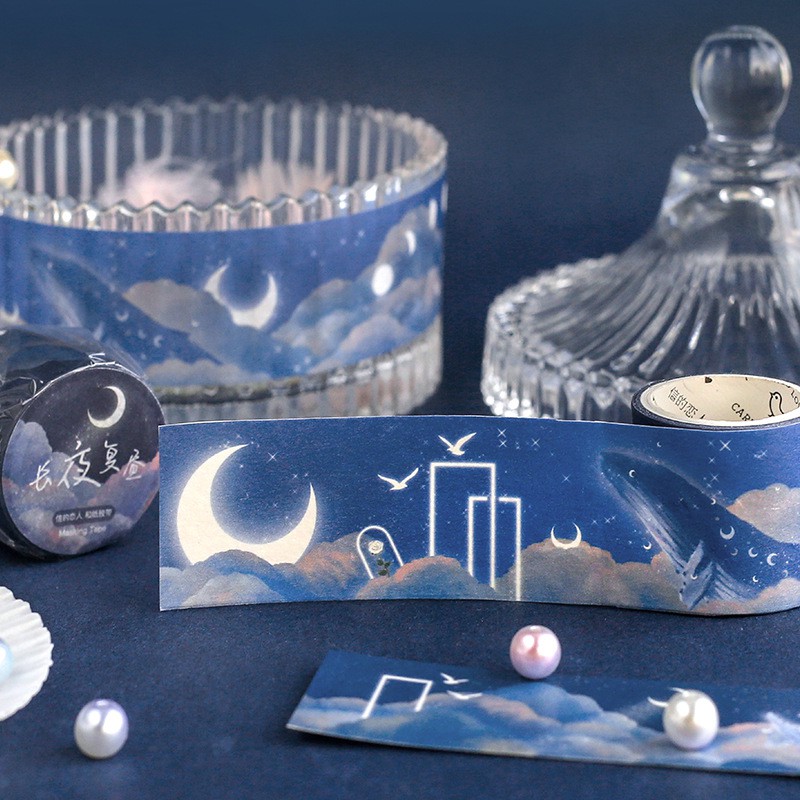 Washi tape phong cảnh bầu trời vintage galaxy cuộn washi sticker trang trí sổ tay bullet journal dụng cụ dán