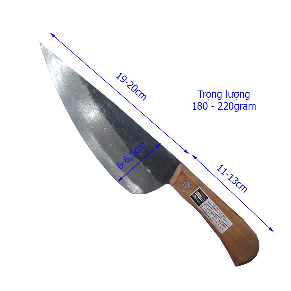 Dao bầu thái lọc thịt nhà bếp Khalik DKL004 siêu sắc bằng nhíp xe ô tô chuẩn làng nghề rèn Đa Sỹ