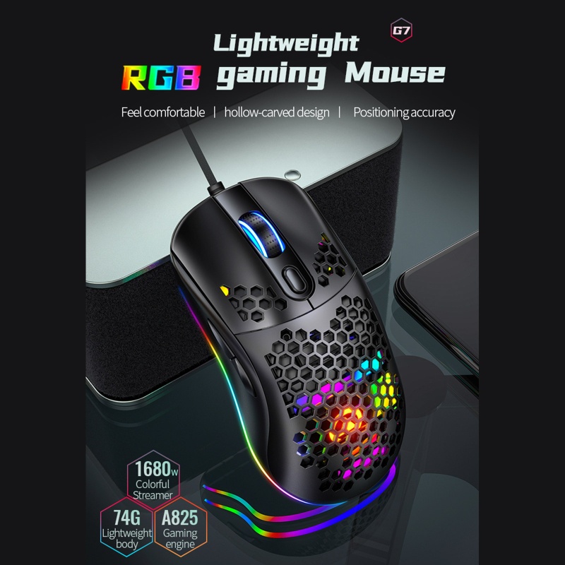 Chuột Dây Linh Hoạt Chơi Game 6 Cấp 7200 DPI 7 Nút