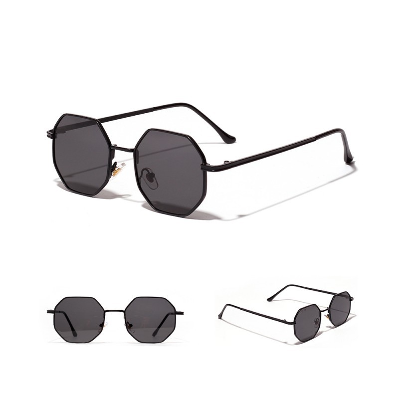 Kính Mát Nữ Gọng Kim Loại Tròn Đa Giác Cổ Điển