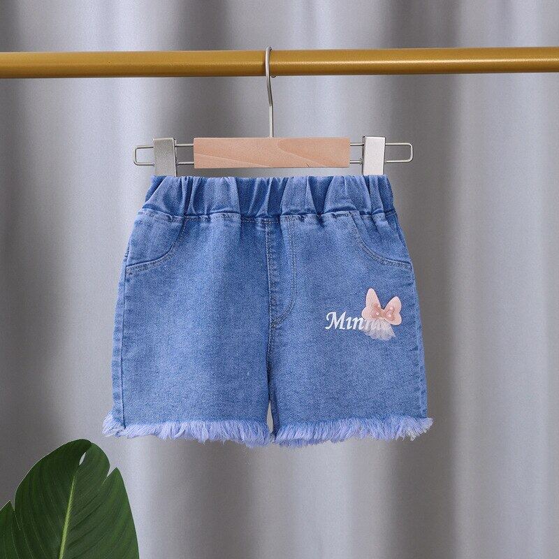 Quần Short Jean Họa Tiết Hoa Hướng Dương Dùng Cho Bé Gái Từ 1 Tới 5 Tuổi