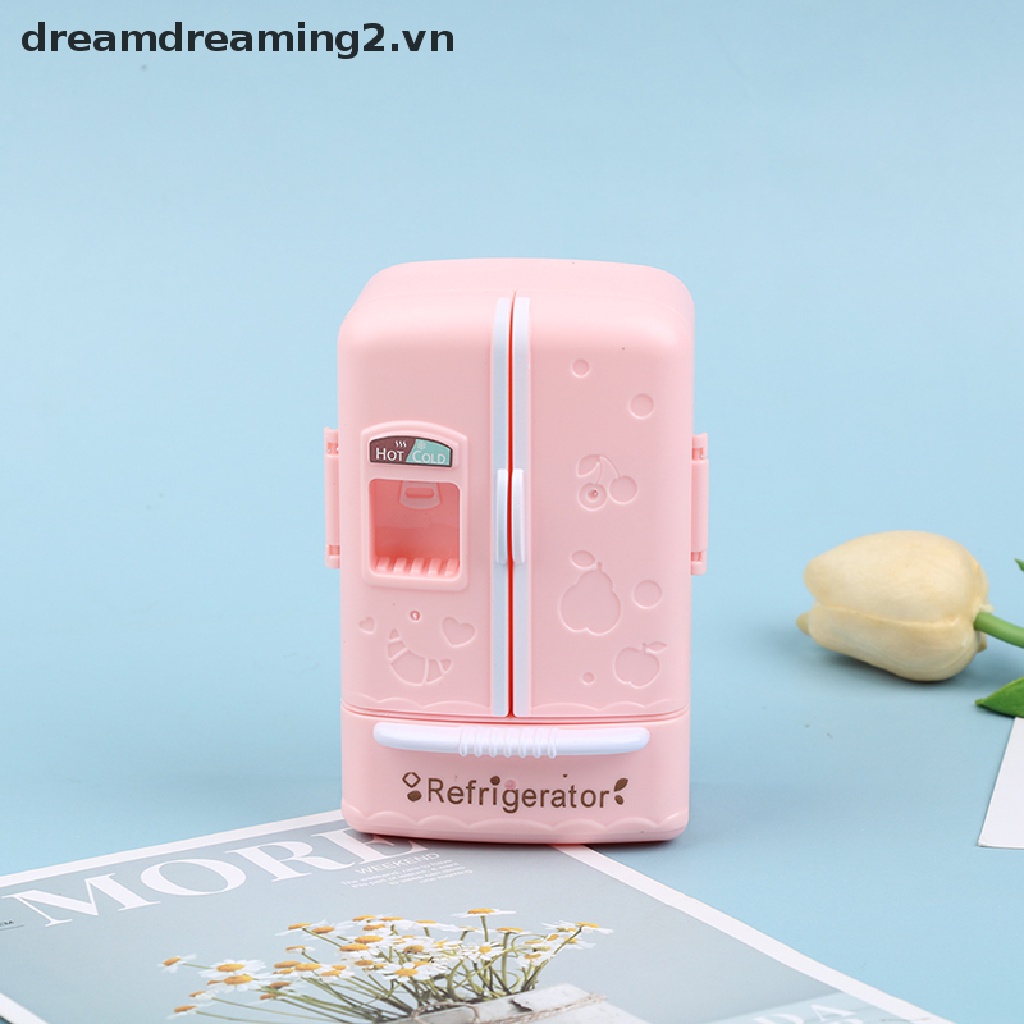 Tủ Lạnh mini Màu Hồng Cho Nhà Búp Bê