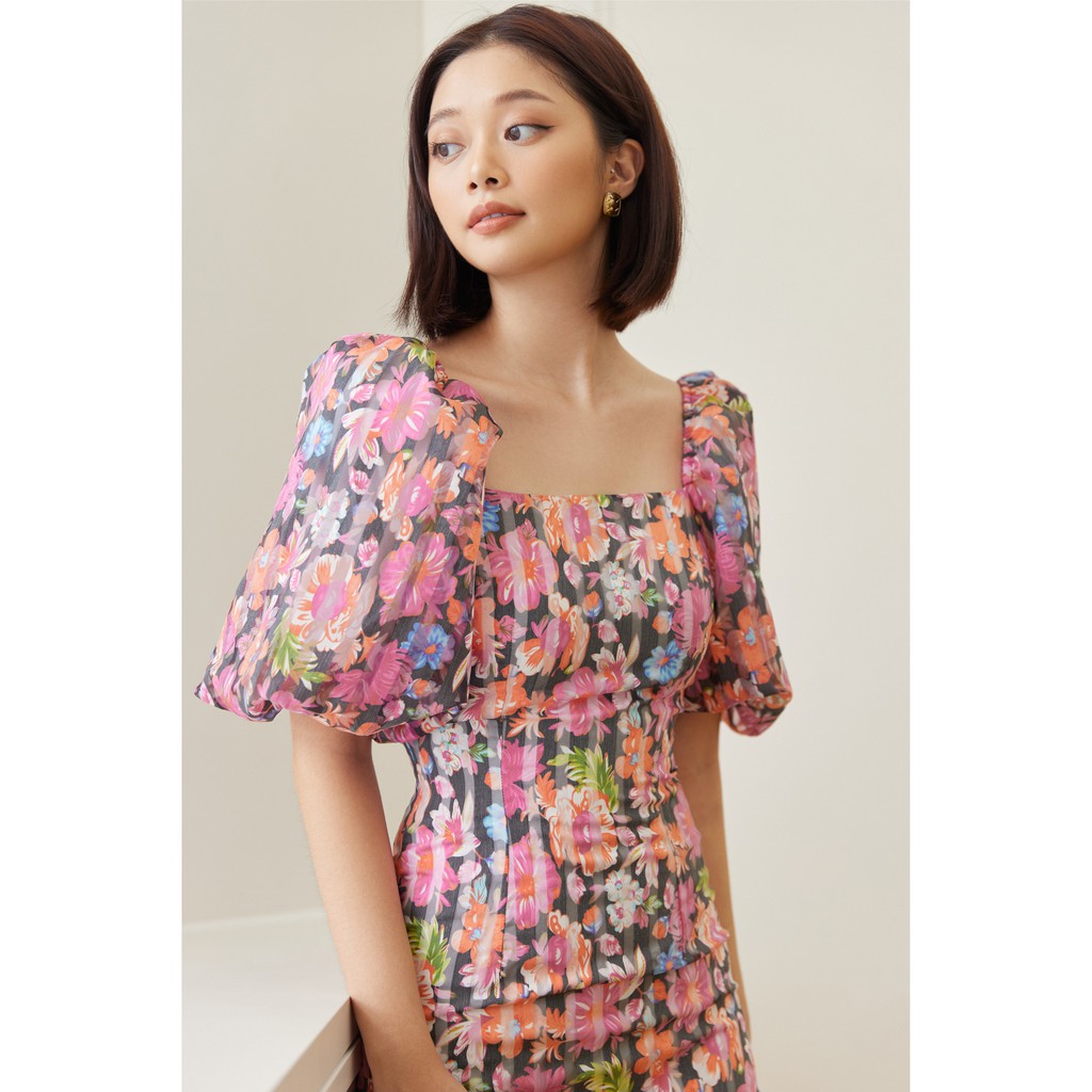 Đầm Kiểu Tay Phồng Dáng Ôm Màu Hồng EDINI - D1409 | BigBuy360 - bigbuy360.vn