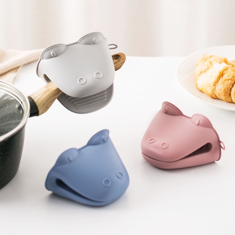 Găng Tay Silicone Chống Bỏng Chịu Nhiệt Độ Cao Hình Hà Mã Hoạt Hình Dùng Trong Lò Vi Sóng