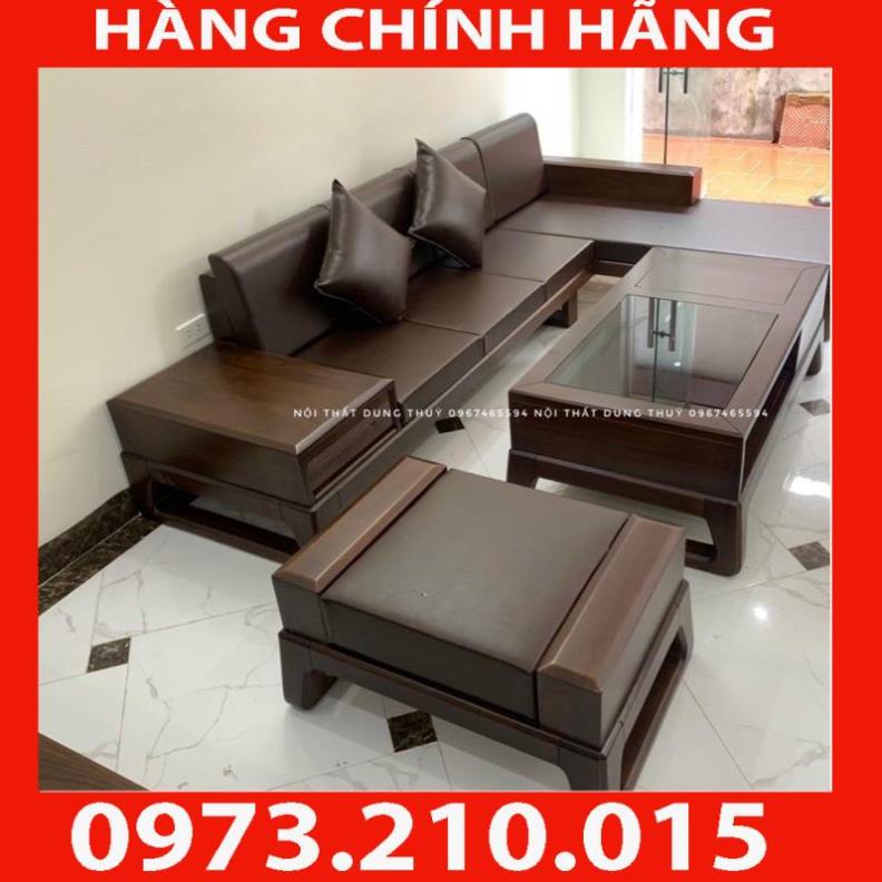 HÀNG CHÍNH HÃNG Ảnh thật sofa góc choãi gỗ sồi nga 100% góc tay trứng chữ L màu óc chó đẹp, sang trọng, giá rẻ