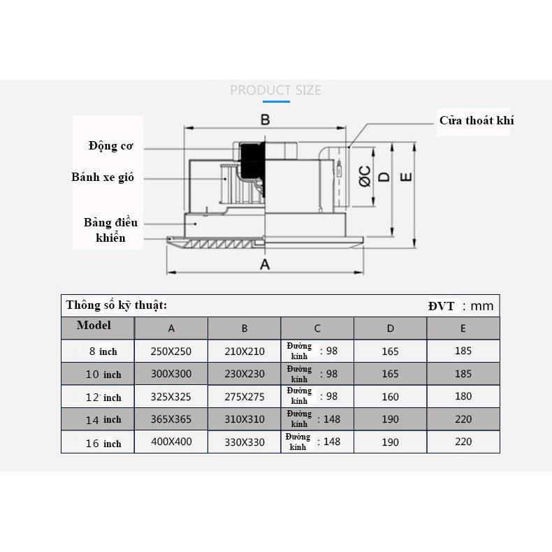 [FREESHIP 99K]_Quạt thông gió, quạt hút gió âm trần-ốp trần Model LAVFILL LFCV-16A (Installing Size: 230*230 mm)