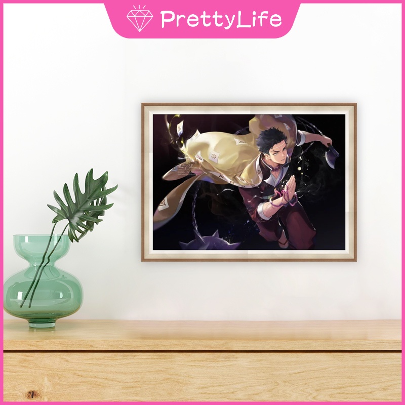 Bộ Tranh Đính Đá 5D Tự Làm Hình Anime Demon Slayer 40x30cm Trang Trí Nhà Cửa