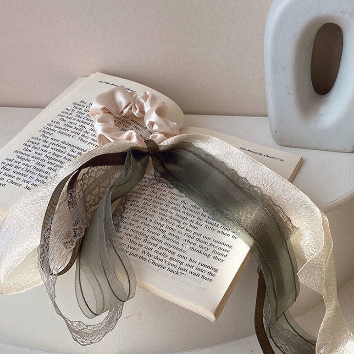 Dây Buộc Tóc Thắt Nơ Ruy Băng Lưới Thanh Lịch Kiểu Pháp Cho Nữ