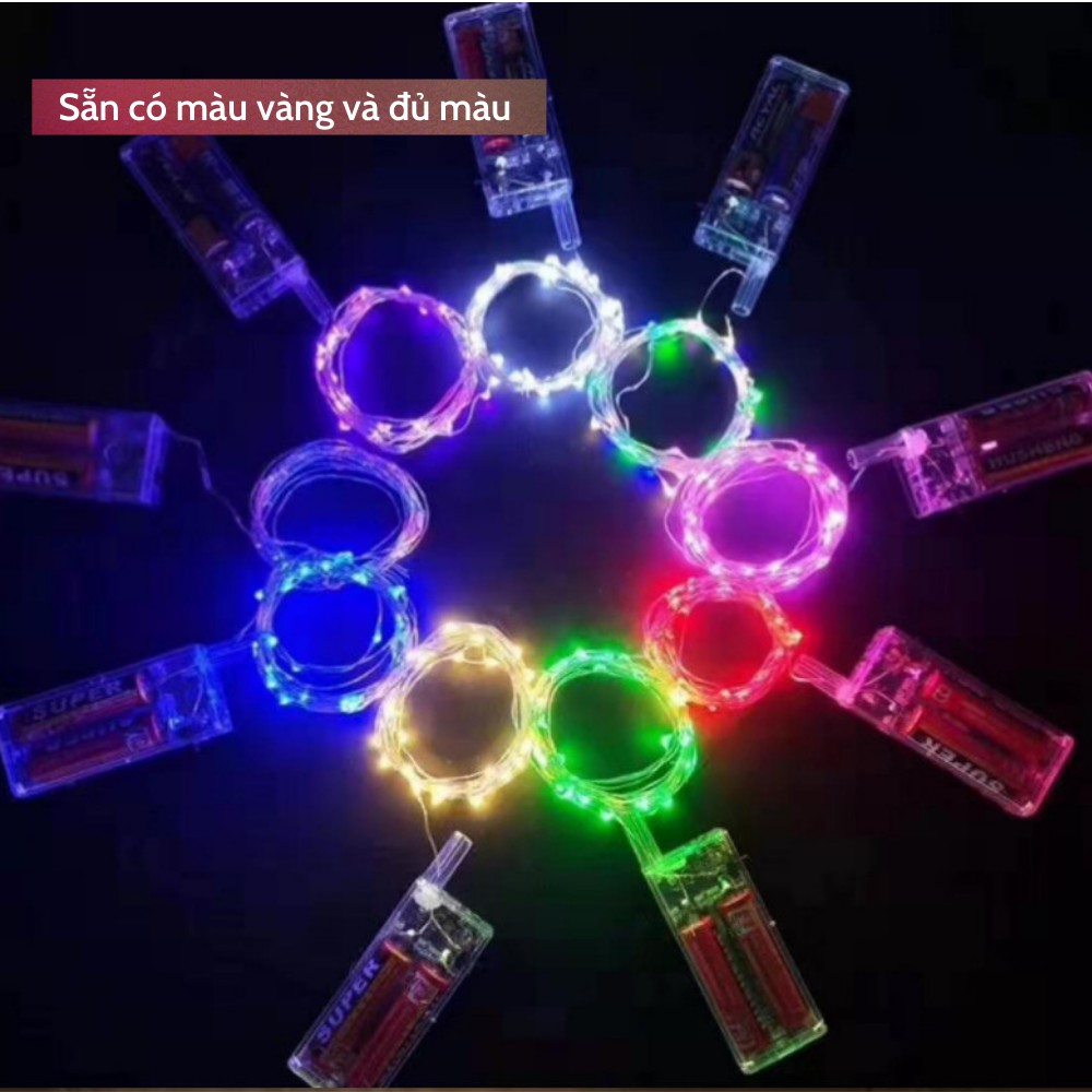 [ Sài Pin ] Dây đèn led đom đóm 3 mét 30 bóng màu VÀNG / đủ màu, Dây led Fairy Light trang trí nhà cửa