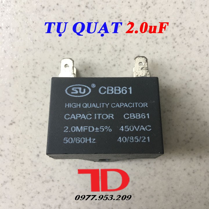 Tụ Quạt Zắc 2.0uF, Tụ điện dùng cho quạt máy điều hòa