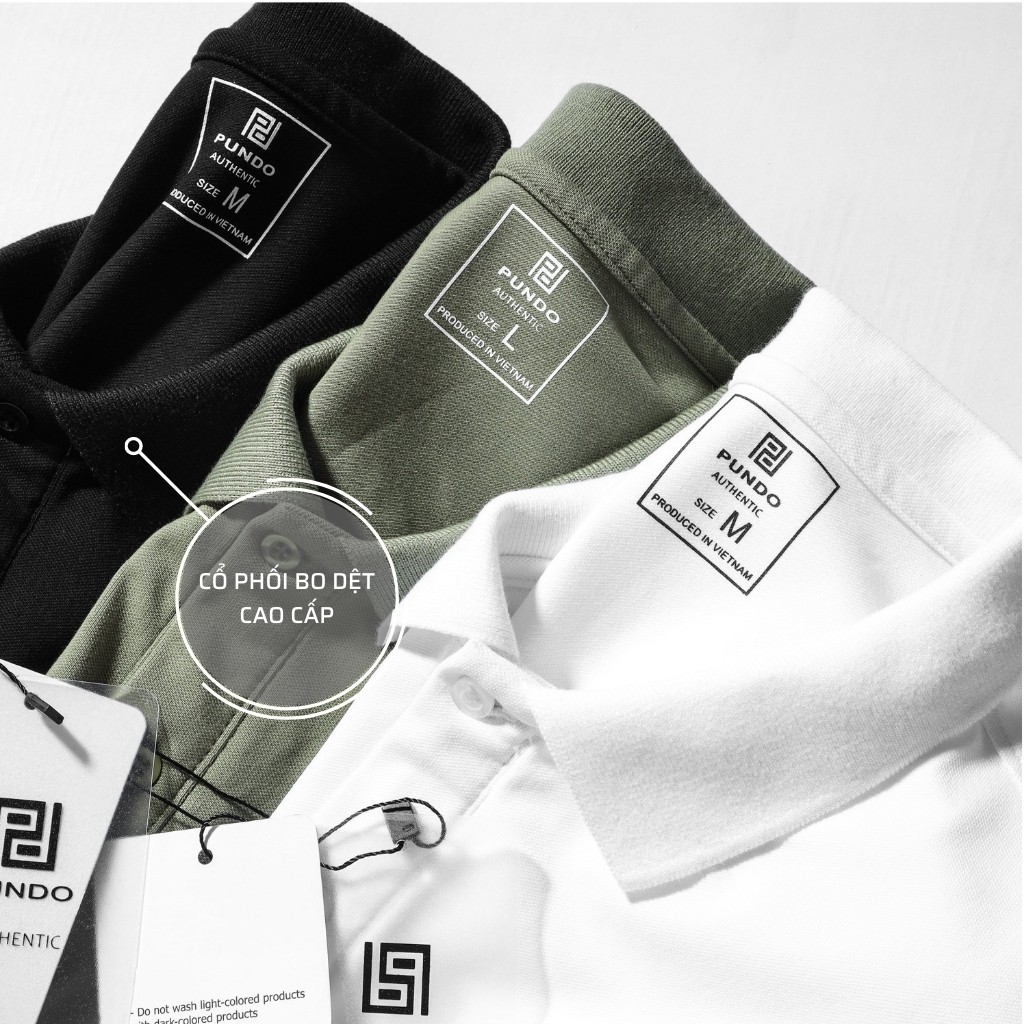 Áo thun polo nam cổ bẻ phối màu sọc ngang trung tính vải cotton xuất khẩu PUNDO APPD03