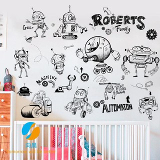 Miếng dán trang trí tường hình robot graffiti độc đáo