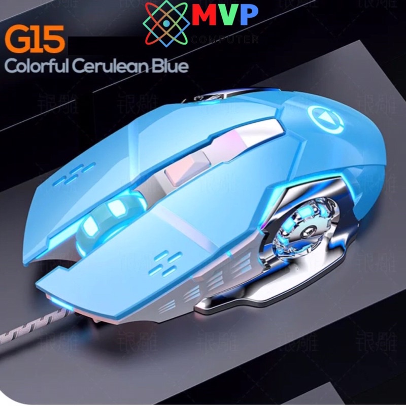 Chuột Chơi Game Máy Tính Laptop YINDIAO G15 LED RGB Cao Cấp Tự Động Đổi Màu Rất Đẹp Có 4 Màu Đen Trắng Xanh Hồng