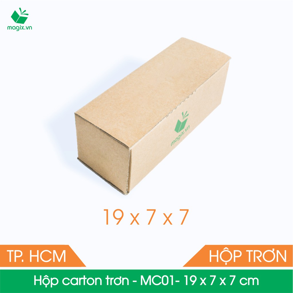 MC01 - 19x7x7 cm - 100 Thùng hộp carton trơn đóng hàng + tặng 50 decal HÀNG DỄ VỠ