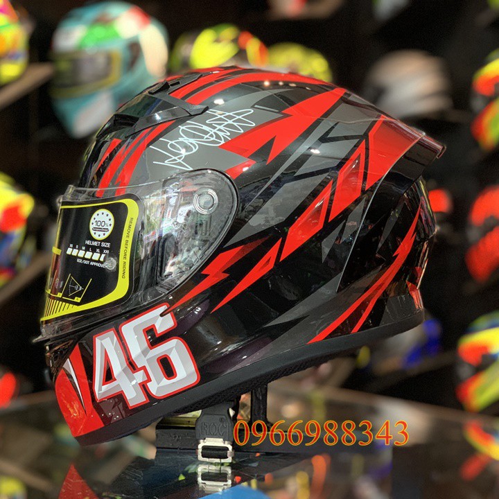 Giá Tận Kho - Mũ bảo hiểm Fullface chính hãng Roc R01 tem 46 đỏ
