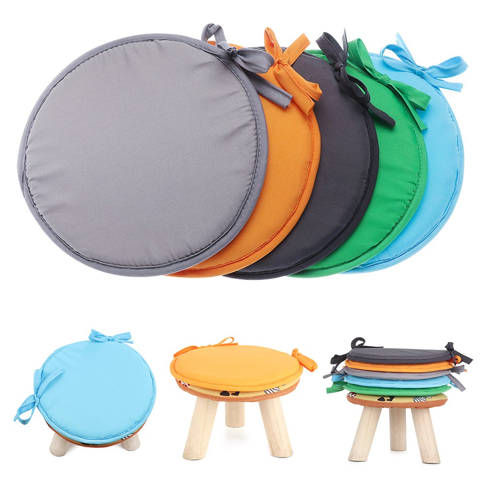 MELODG 30-38cm Chair Pads Solid Color Kitchen Office Dining Seat Cushion Tie-on Removable Outdoor Round Sofa Car/Multicolor