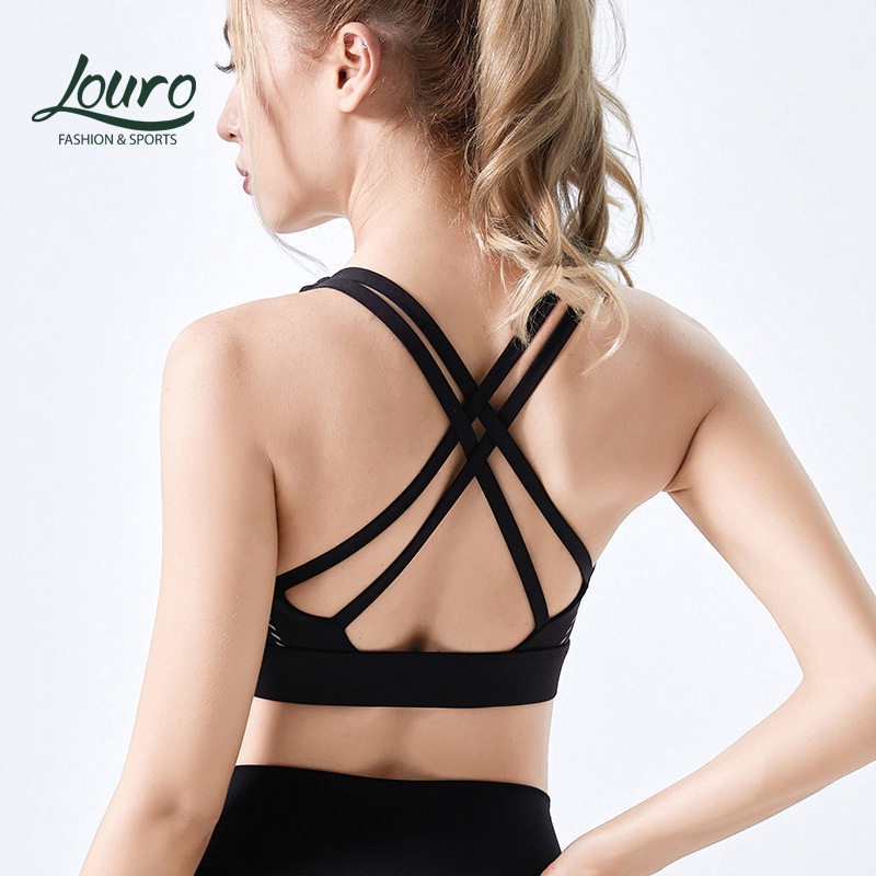 Áo bra thể thao nữ Louro BL86, kiểu áo ngực dây chéo tập gym, yoga giúp nâng ngực, chống sốc, có sẵn đệm mút