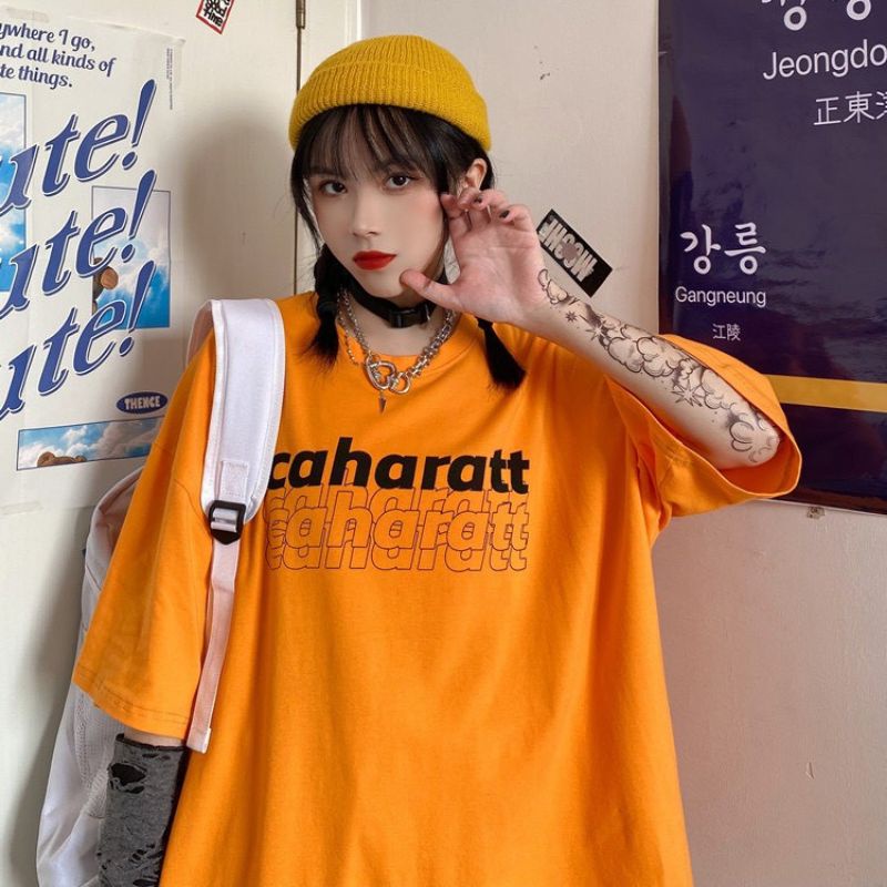 Áo thun cotton tay lỡ unisex nam nữ caharatt