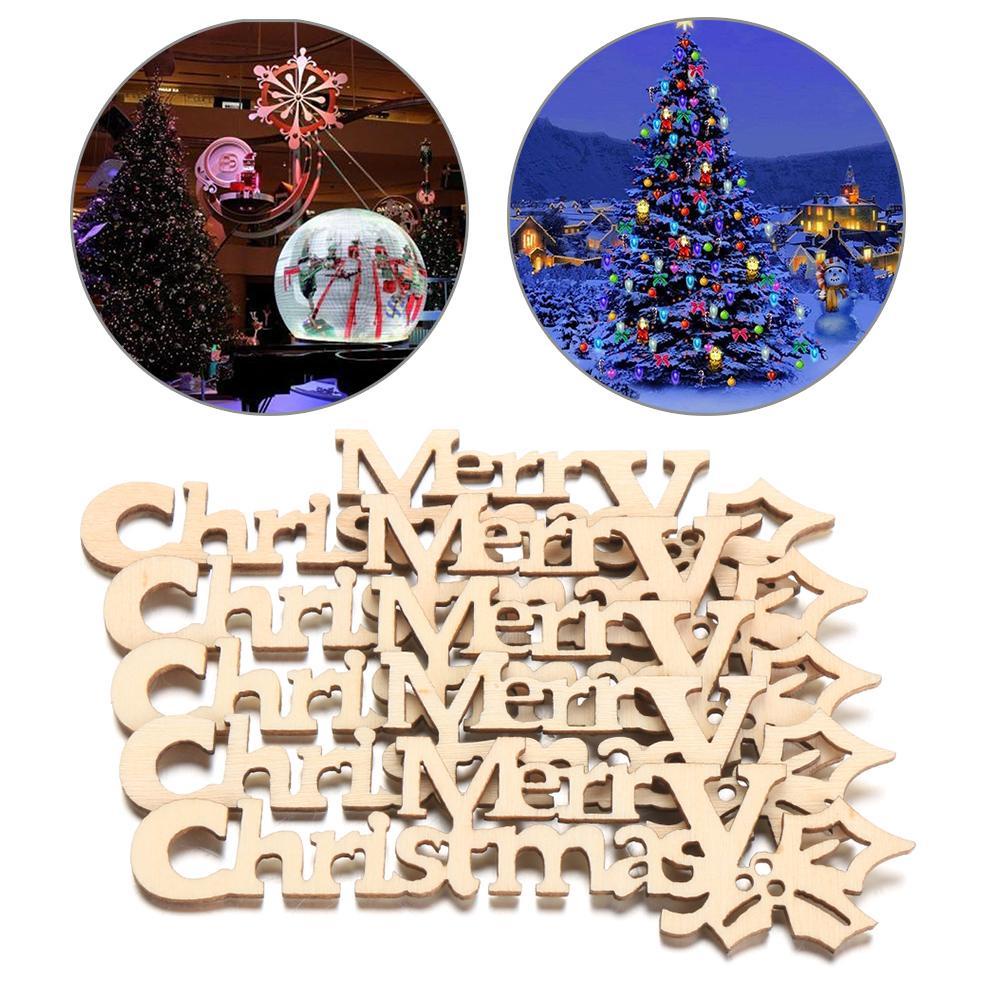 YOLA Set 10 Miếng Gỗ Khắc Chữ Merry Christmas Màu Sắc Tự Nhiên Dùng Để Trang Trí Giáng Sinh