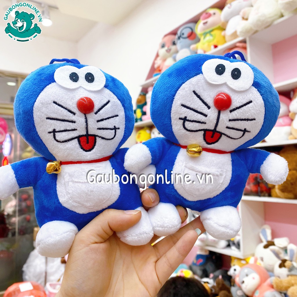 Gấu bông nhỏ Doraemon xanh siêu xinh chất nhung mềm mịn kích thước 18cm