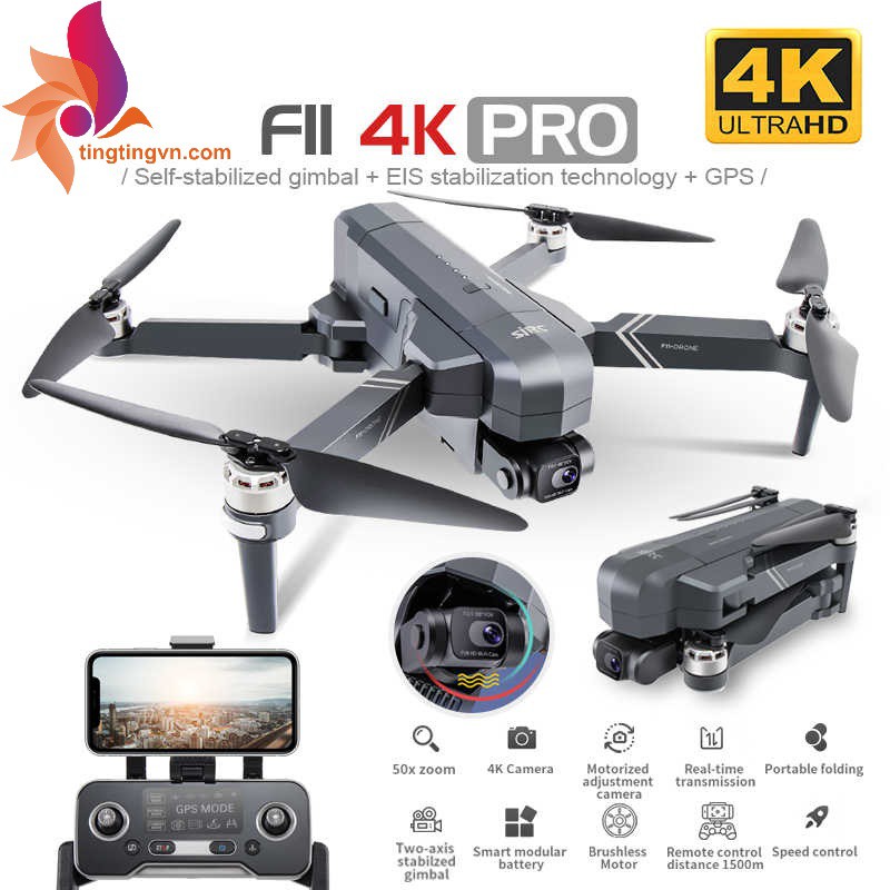 Flycam SJRC F11 4K PRO Gimbal 2 Trục & EIS Chống Rung Điện Tử - Phiên Bản Nâng Cấp Hoàn Hảo