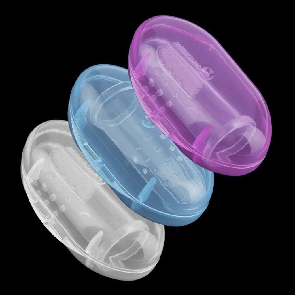 [Hàng mới về] Bàn chải đánh răng đeo ngón tay bằng silicon mềm an toàn cho bé