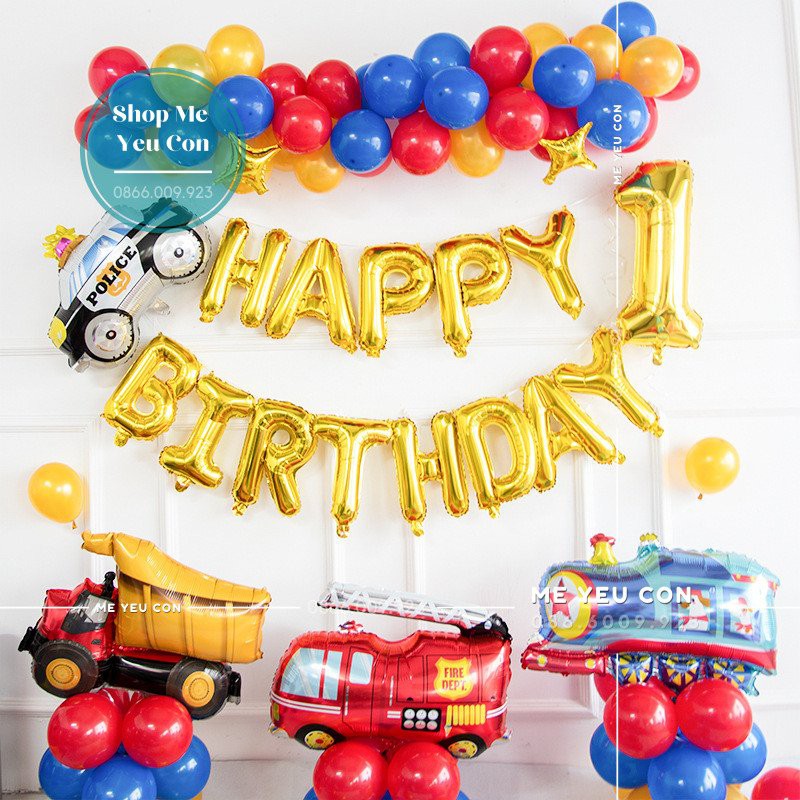 Trang Trí Sinh Nhật Bé Trai Chủ Đề Ô Tô, Máy Bay, Xe Bus, Bóng Bay Trang Trí Tiệc Thôi Nôi Đầy Tháng 🎁FREESHIP🎁