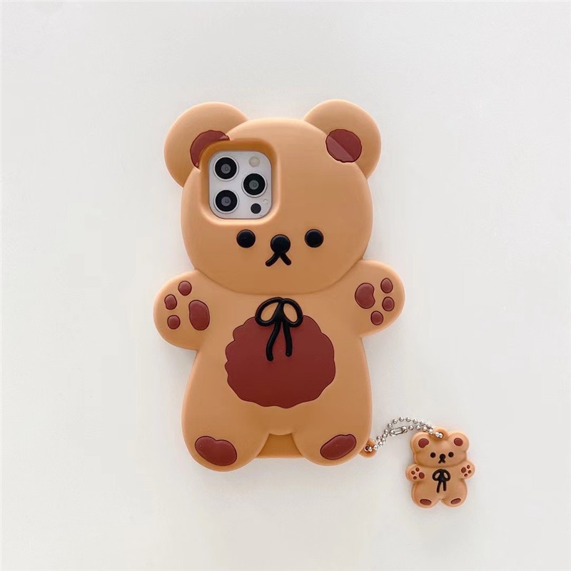 Ốp điện thoại silicon kiểu gấu Teddy 3D đáng yêu thích hợp cho Iphone 13 12 11 Pro Max 12mini I6 6s 7 8 Plus X Xr Xs Max