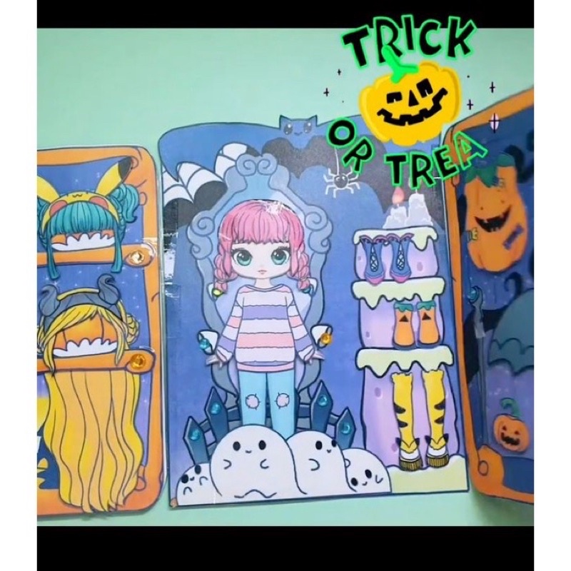Ngôi nhà búp bê giấy gripipi halloween thời trang dành cho bé