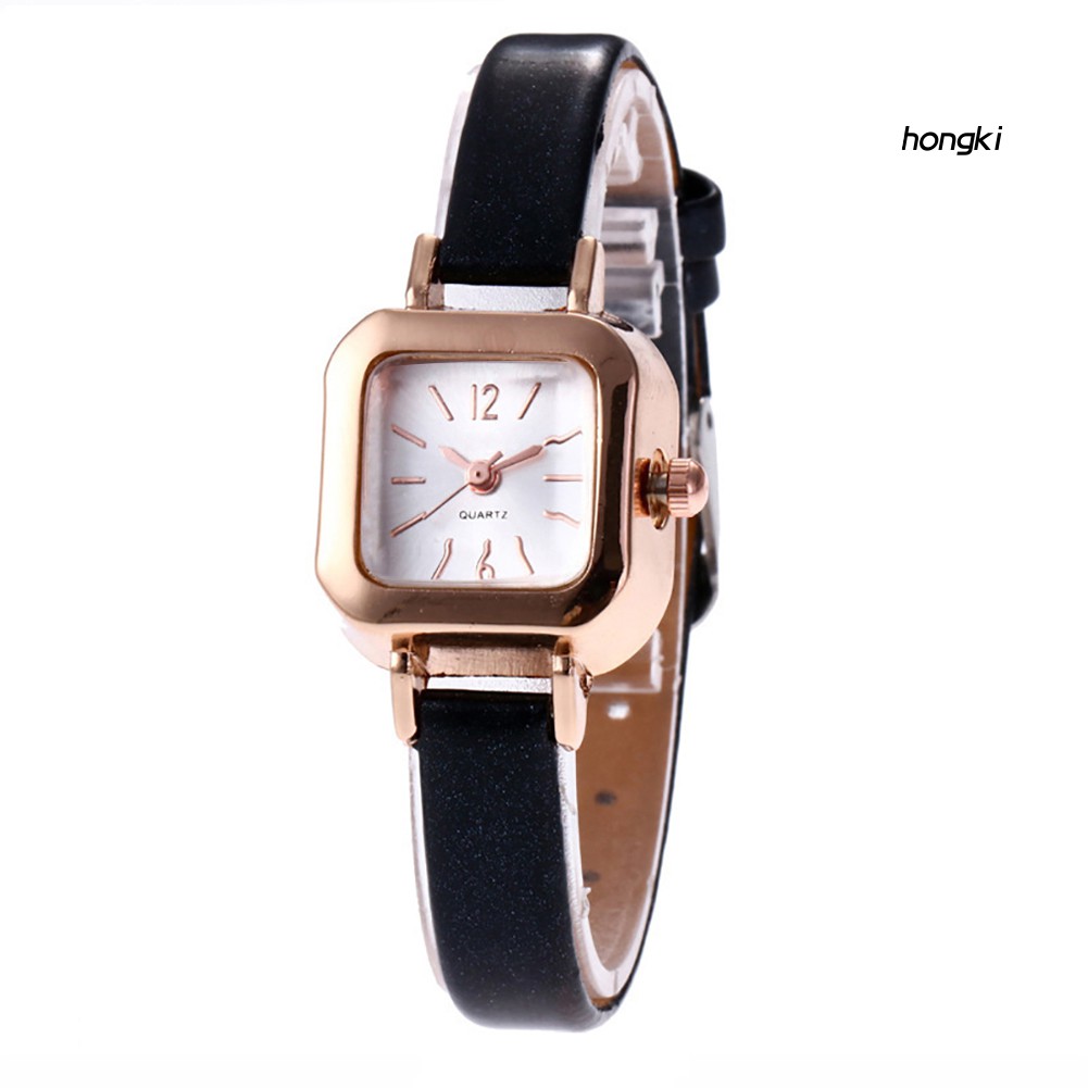 Đồng Hồ Đeo Tay Có Dây Đeo Bằng Da Giả Và Mặt Đồng Hồ Hình Vuông Màu Trơn Thời Trang Cho Nữ | BigBuy360 - bigbuy360.vn
