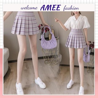 Chân váy xòe AMEE full màu, Chân Váy ngắn Tennis kẻ caro xếp ly dáng xòe Hàn Quốc chất liệu kaki mềm đẹp - CV009