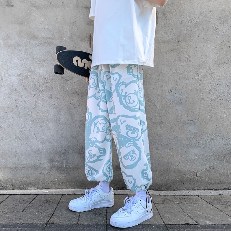 Quần ống rộng in họa tiết phong cách hip hop đường phố cá tính cho nam