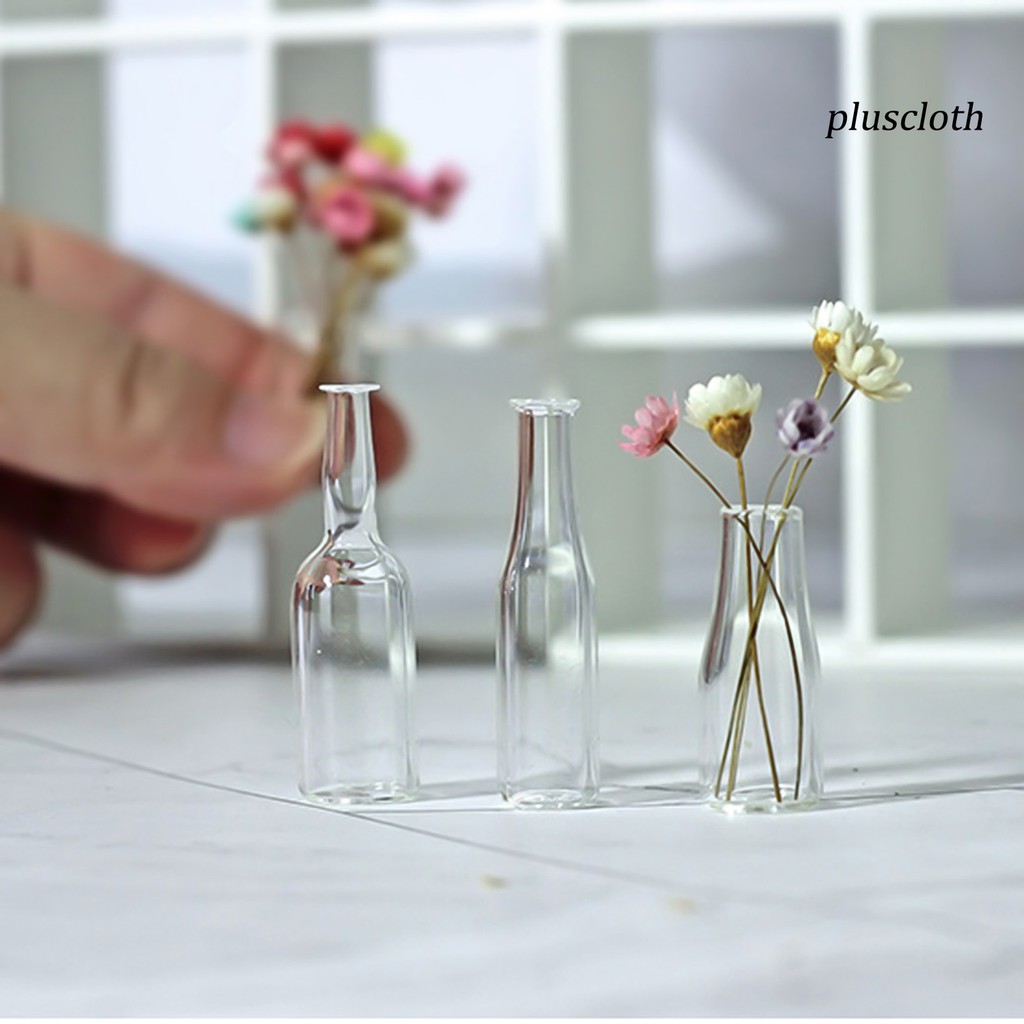 2 Chai Thủy Tinh Mini 1 / 12 Trang Trí Nhà Búp Bê