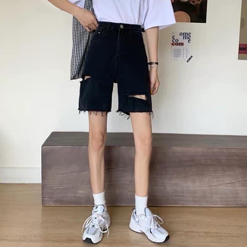 [Mã WASTMAY giảm 15% tối đa 30K đơn 150K] (Bigsize 30-35) Quần Ngố Cotton Rách Sole Đùi, Lưng Cao, Không Giãn, Tua Lai | BigBuy360 - bigbuy360.vn