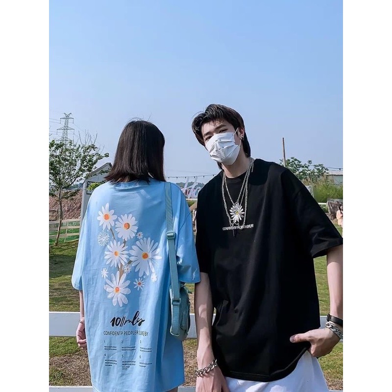 [Mã SKAMSALE06 giảm 10% tối đa 100K đơn 150K] Áo thun unisex from rộng cổ tròn tay lỡ freesize 38 - 70kg 5 HOA CÚC | BigBuy360 - bigbuy360.vn