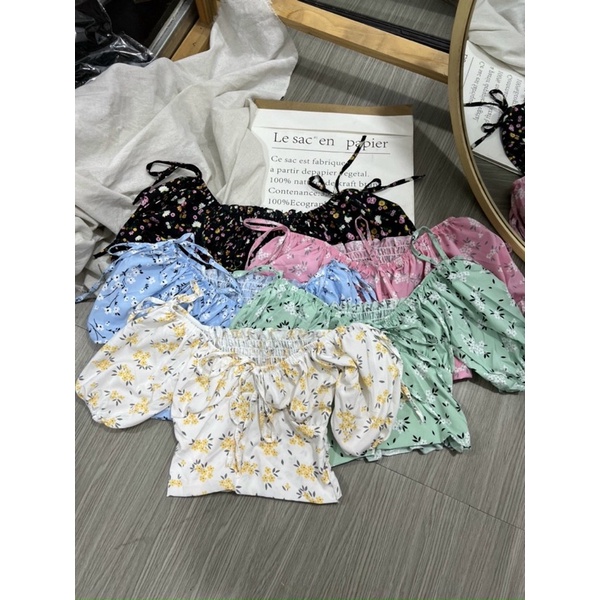 ÁO HOA CROPTOP TAY PHỒNG