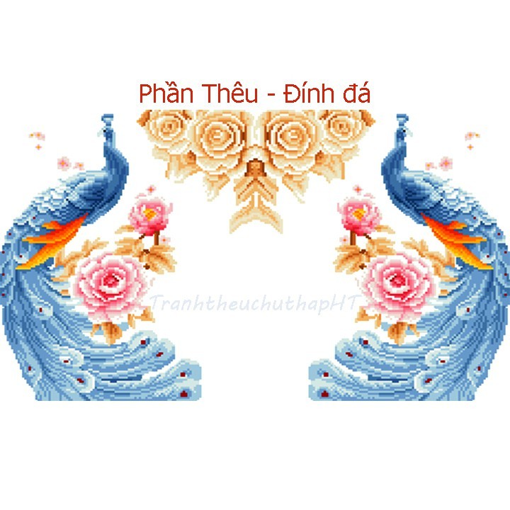 Tranh đính đá, Tranh thêu chữ thập 3D vợ chồng LV191, LV3131 - tự thêu, tự đính