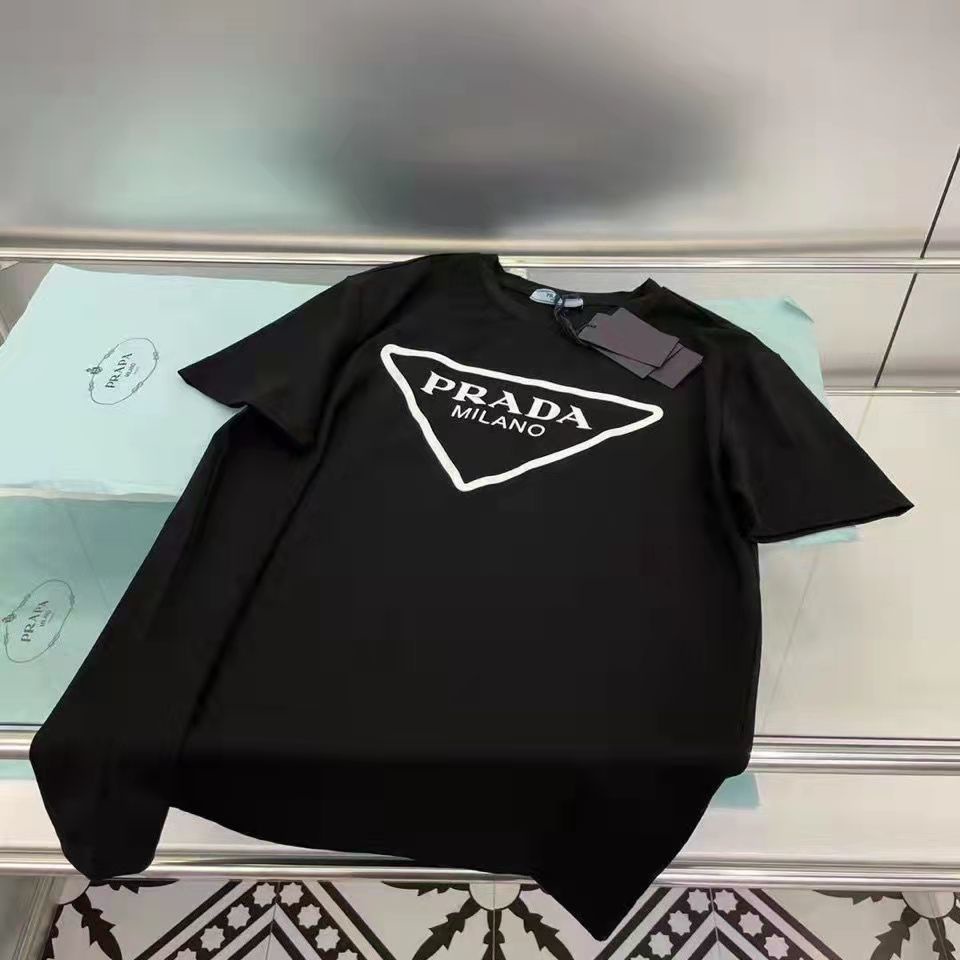 Áo Thun Tay Ngắn In Chữ Prada 22ss Phong Cách Châu Âu Thời Trang Cho Nam Và Nữ
