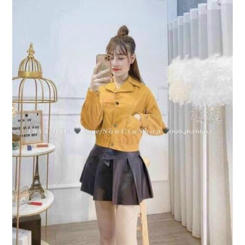 Áo khoác da nhung dáng bomber Hàng Quảng Châu L1