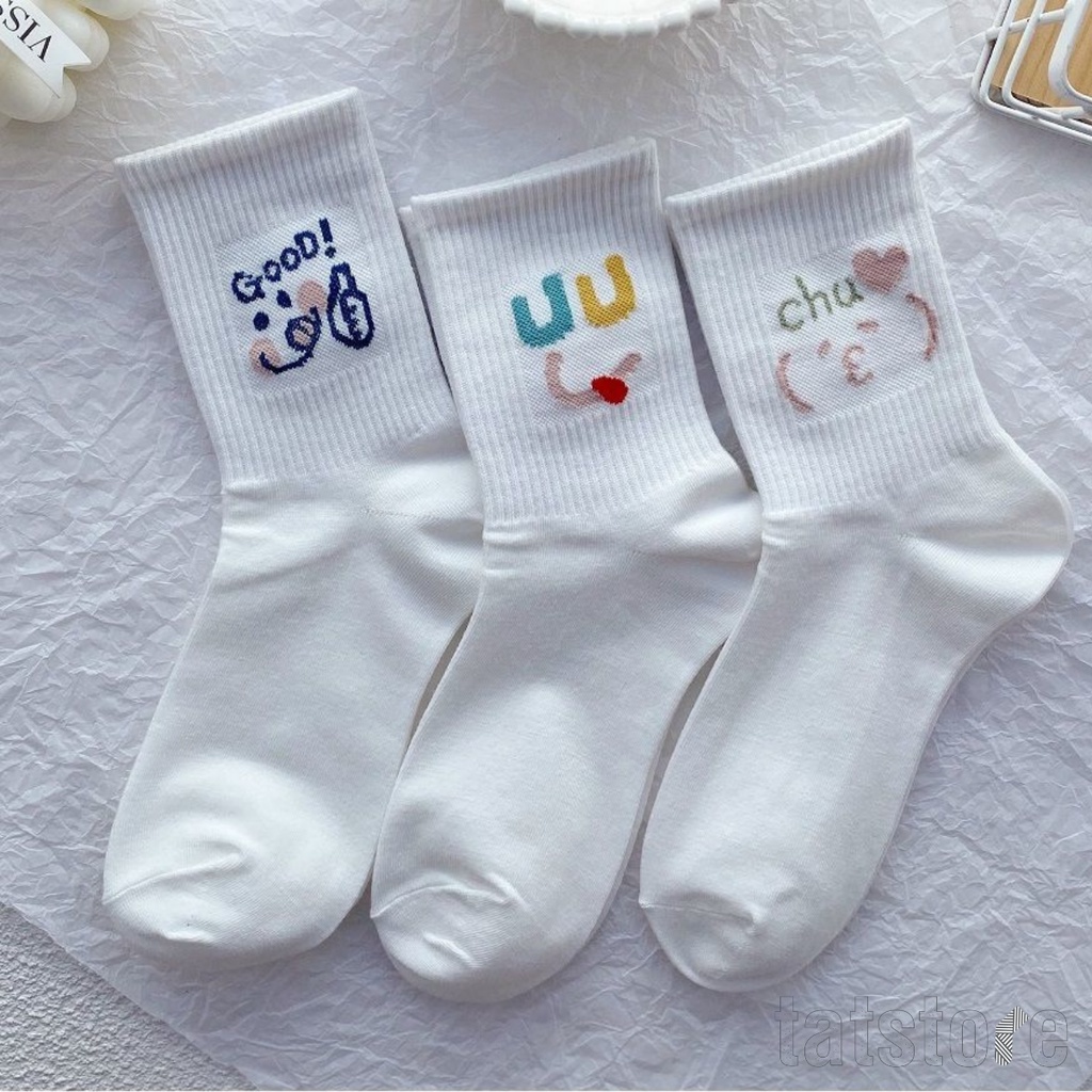 Tất nữ bít tất nữ màu trắng Hàn Quốc siêu cute nhiều biểu cảm tinh nghịch đáng yêu TẤT STORE 8CCF5