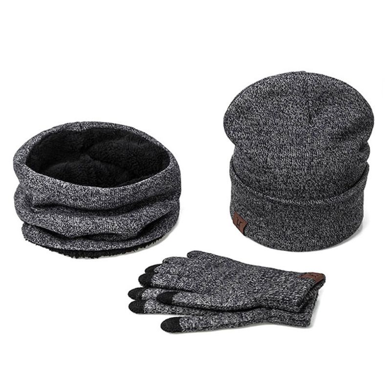 Khăn Choàng Dệt Kim + Găng Tay + Mũ Giữ Ấm Mùa Thu Đông Cho Nam Nữ