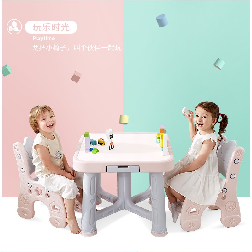 bàn học chống gù lưng dành cho trẻ em mẫu giáo-bộ bàn ghế trẻ em bằng nhựa mô hình đồ chơi