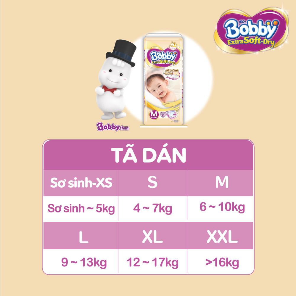 Tã Dán Siêu Mềm Bobby Extra Soft Dry S74/M64/L58/XL52