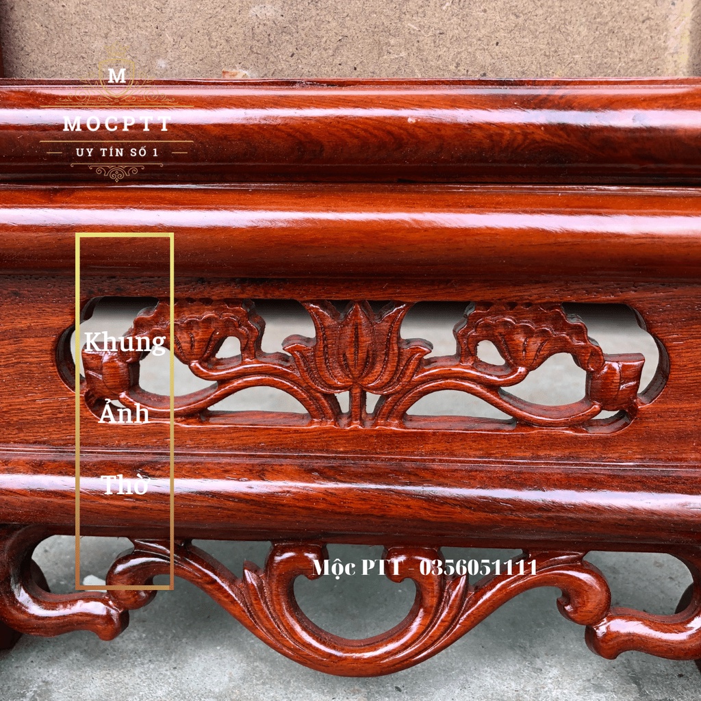 Khung Ảnh Thờ mẫu Hoa Lá Tây kích cỡ 20 x 30 cm và 25 x 35 cm gỗ Hương Ta trang trí phòng thờ