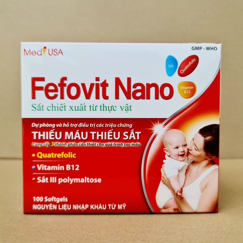 Viên Uống Fefovit Nano.Bổ Sung Sắt 3 Cho Phụ Nữ Có Thai Cho Con Bú,Người Bị Thiếu Máu