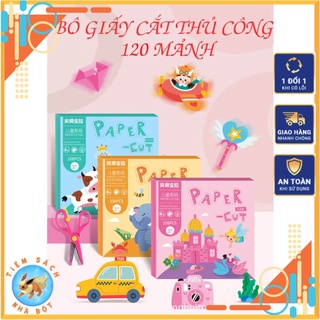 [đồ chơi trẻ em] Bộ cắt dán thủ công 120 hình nhiều màu sắc dành cho bé (tặng kèm kéo nhựa an toàn)